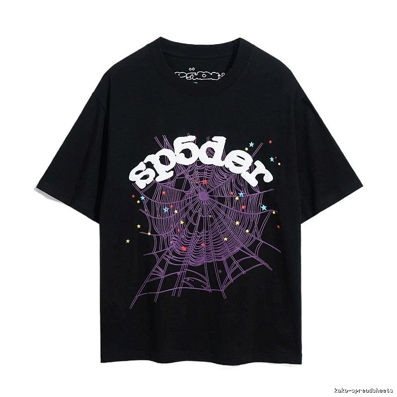 Sp5der Spider Web Print Black Trendy T-shirt