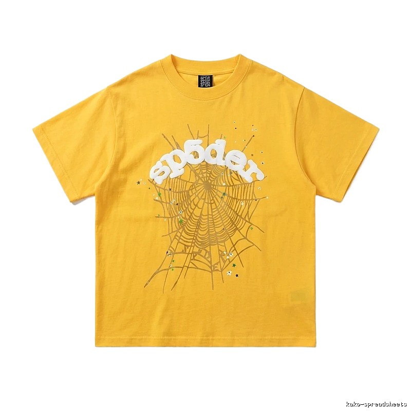 Sp5der Spider Web Trendy Cool Yellow T-shirt
