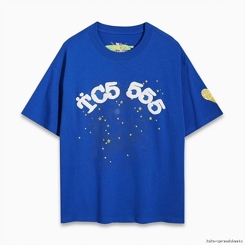 Sp5der Star Print Blue T-shirt