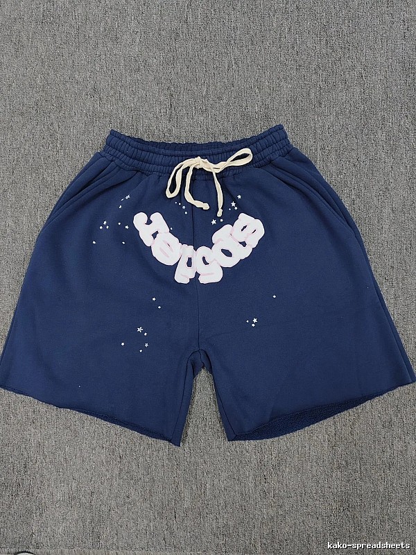 Sp5der Star Print Street Style Navy Blue Shorts