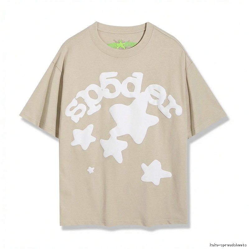 Sp5der Star Trendy Brand Khaki T-shirt