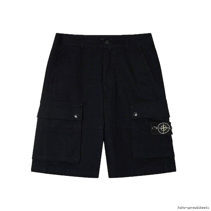 Stone Island Classic Compass Workwear Style Black Shorts