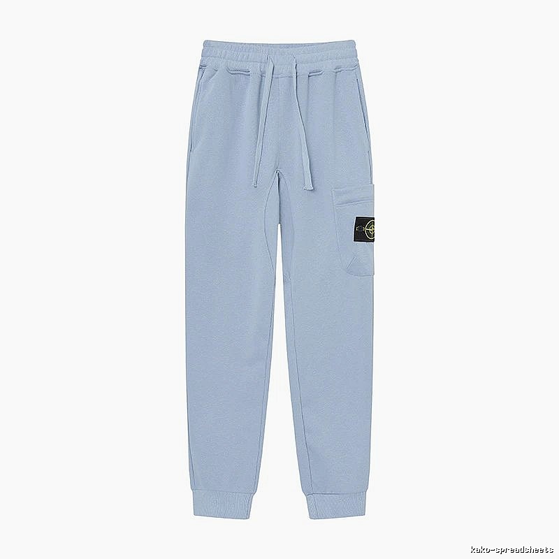 Stone Island Compass Badge Street Style Light Blue Cuffed Jogger Sweatpants