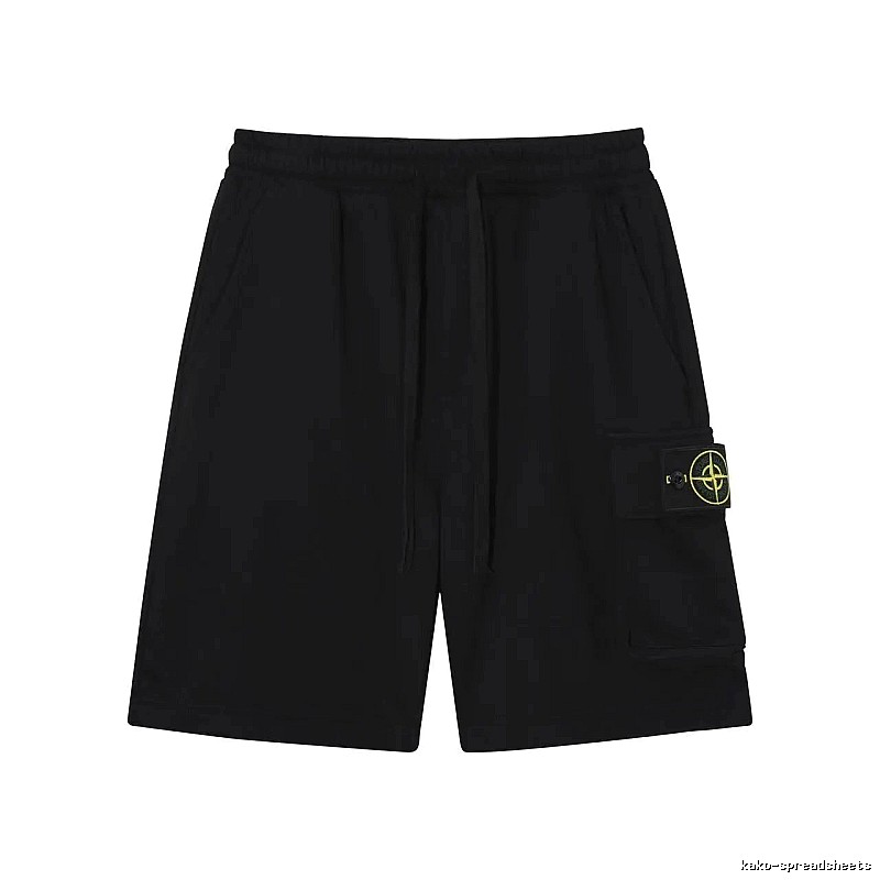Stone Island Compass Logo Workwear Style Black Shorts