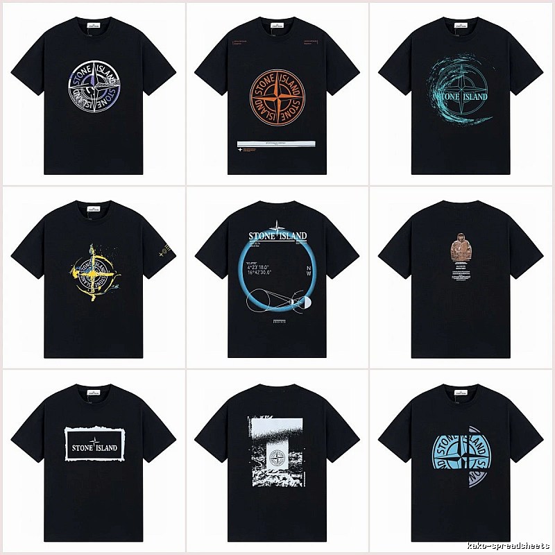 Stone Island Compass Print Street Style Black T-Shirt