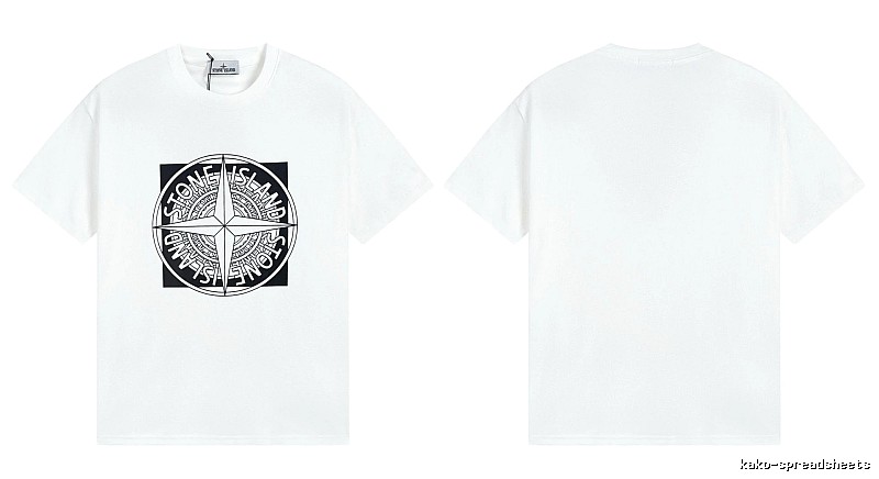 Stone Island Compass Print Street Style White T-Shirt