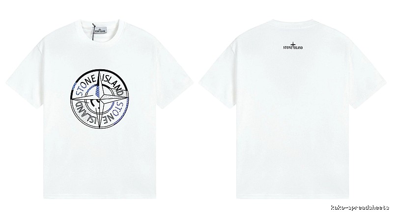 Stone Island Compass Print Street Style White T-shirt