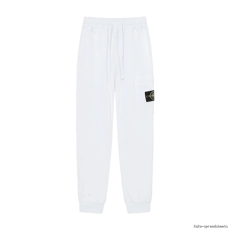 StoneIsland Badge Workwear Style White Sweatpants