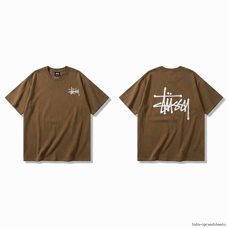 Stussy basic simple style coffee-colored T-shirt