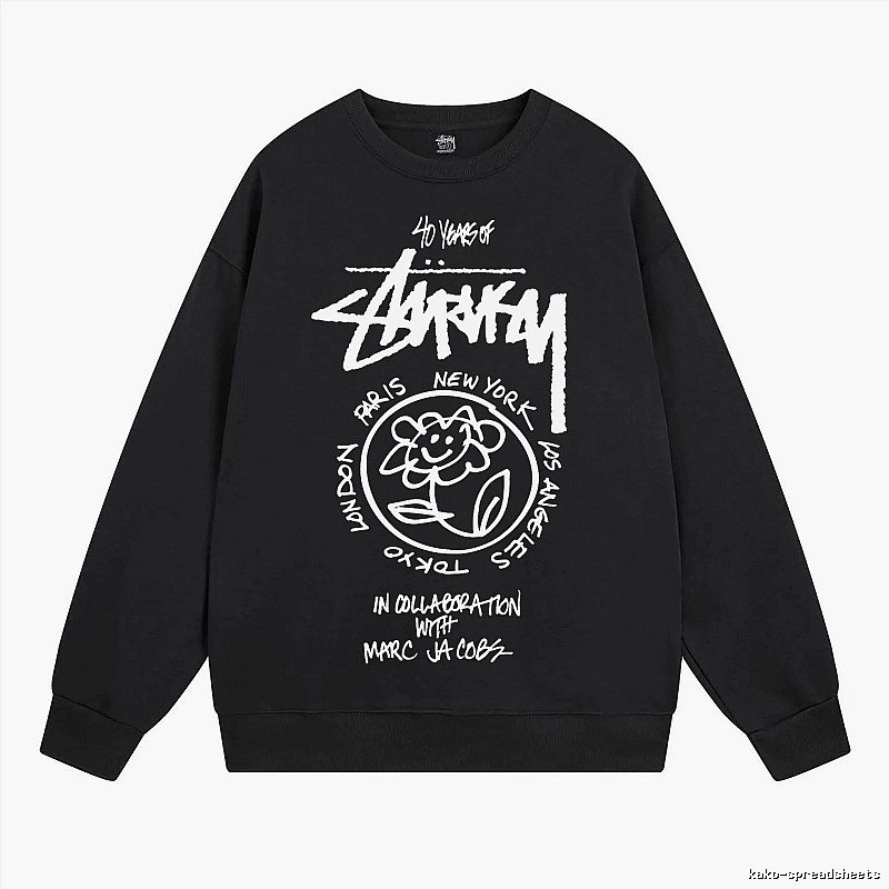 Stussy Black Style 539 Graphic SweatShirt Campus Look
