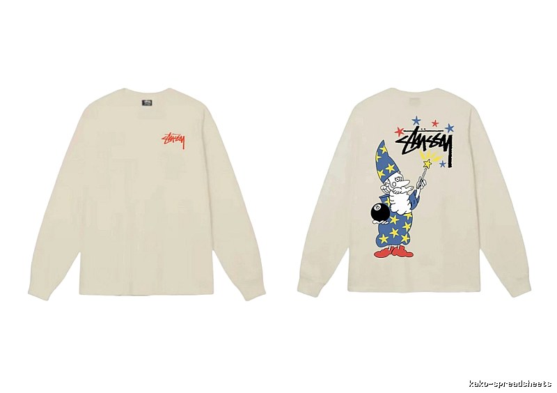 Stussy cartoon print beige long-sleeve