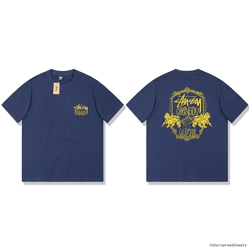 Stussy Chengdu Series Deep Blue Trendy T-shirt