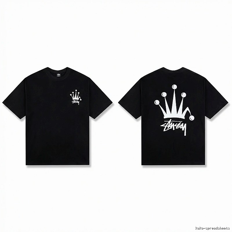Stussy Crown Trendy and Cool Style Black T-shirt