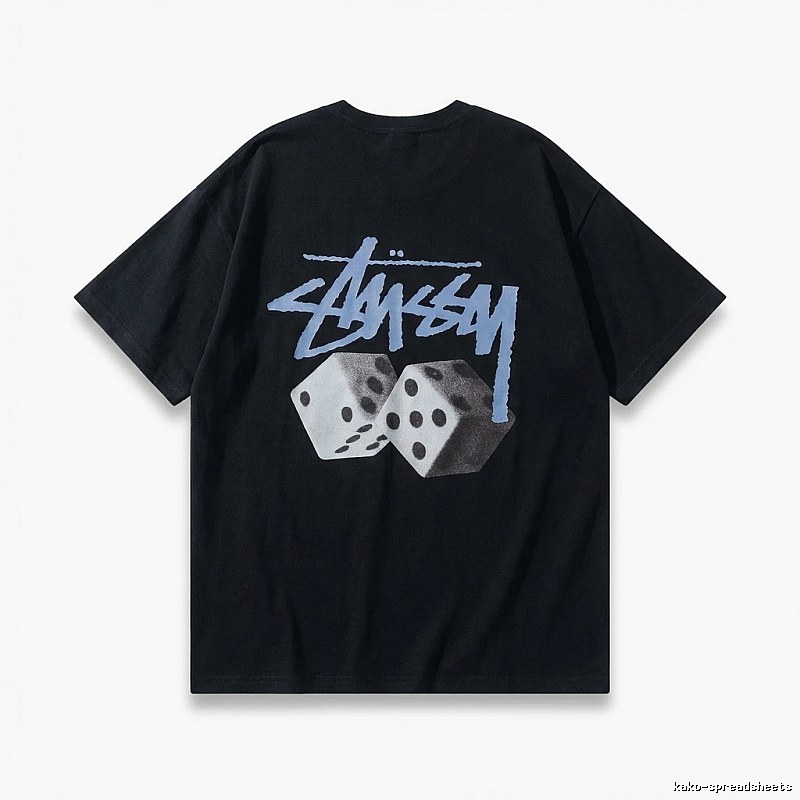 Stussy Dice Trendy Brand Black T-shirt