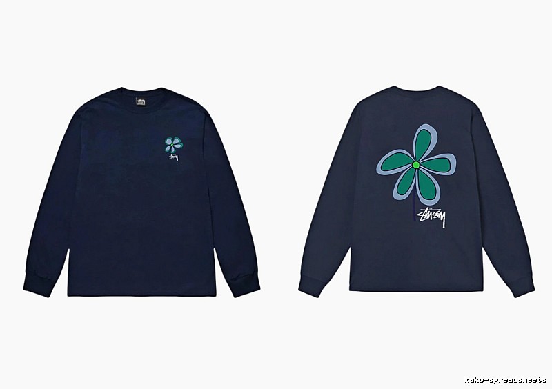 Stussy Floral Series Casual Style Navy Long-Sleeve