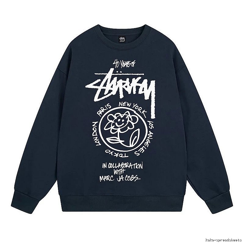 Stussy Navy Style 539 Graphic SweatShirt Poolside Style