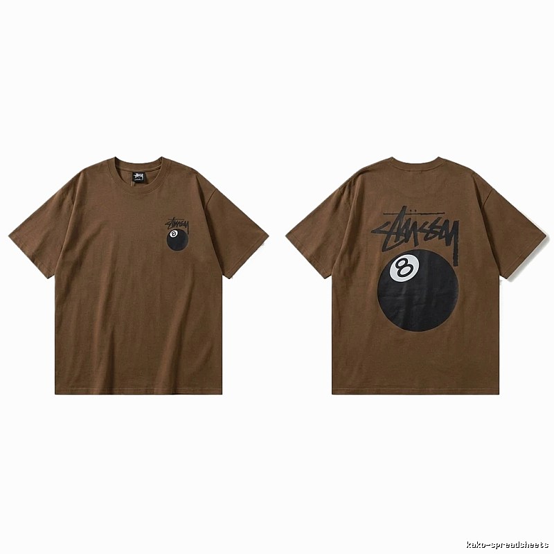 Stussy No.8 Ball Trendy Brown T-shirt