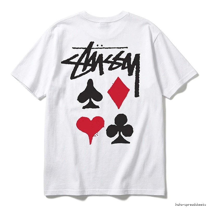 Stussy Poker Print Simple White T-shirt