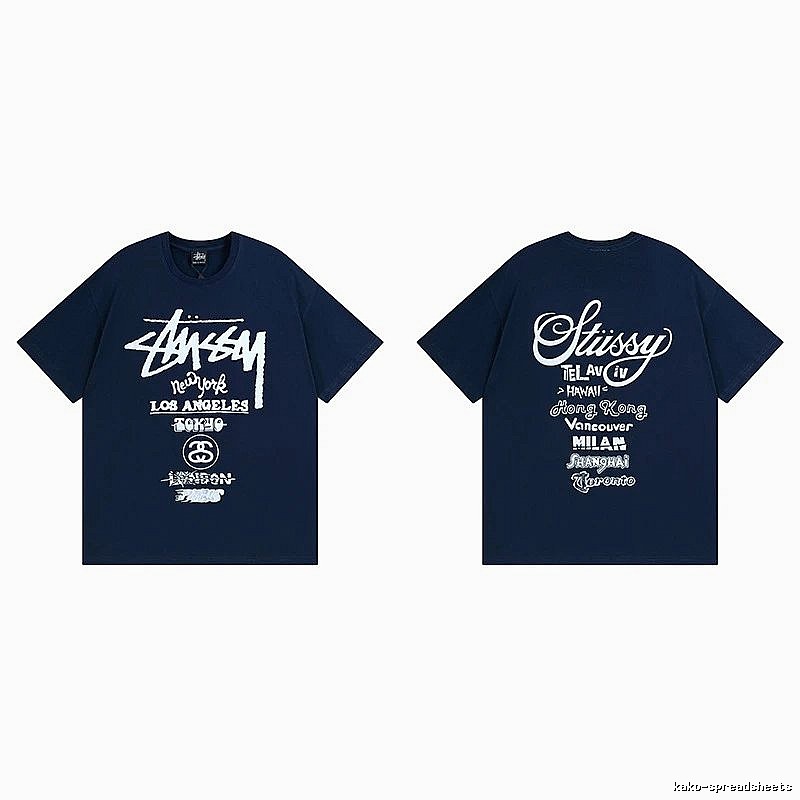 Stussy Simple Logo Finish Spider Graphic T-Shirt Minimal Look