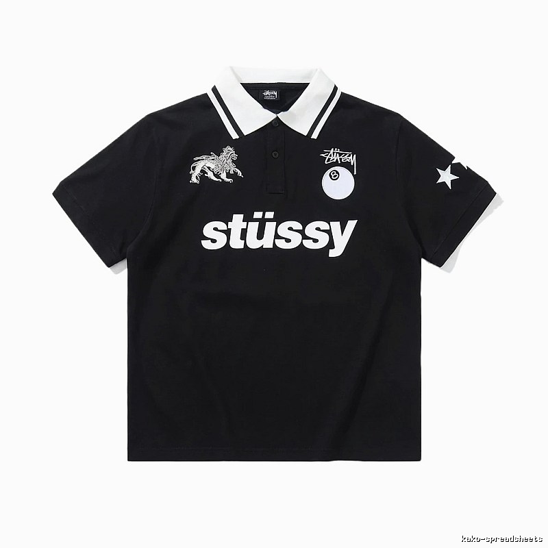 Stussy Trendy Style Black Polo Shirt