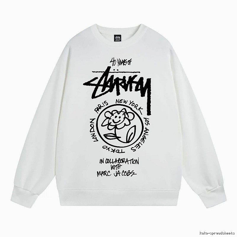 Stussy White Style 539 Graphic SweatShirt Airport Outfit