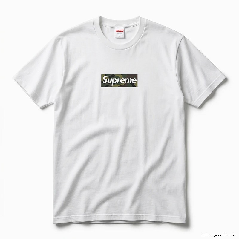 Supreme camouflage-style white T-shirt