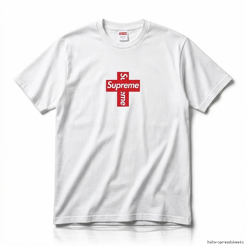 Supreme Cross Trend Brand White T-shirt