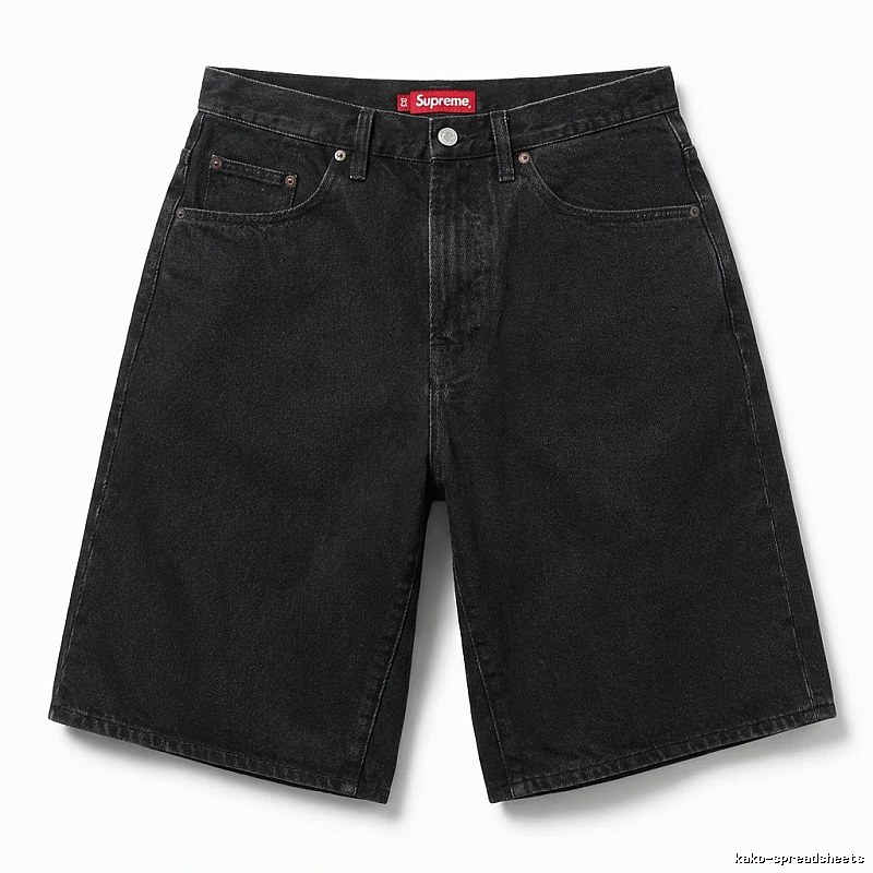 Supreme retro-style black denim shorts