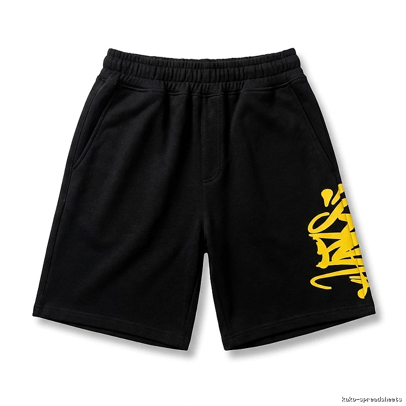 SynaWorld graffiti-style black shorts