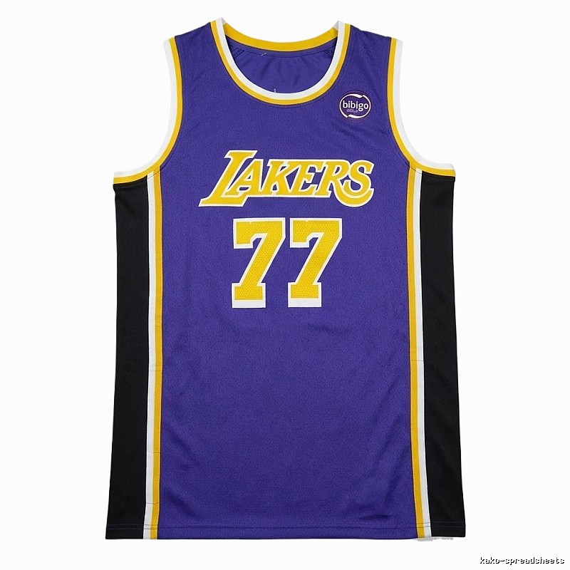 The No. 77 purple basketball jersey of the Lakers.
