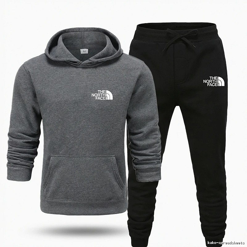 The North Face Simple Gray and Black Sportswear Set