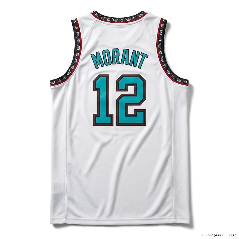 The white basketball uniform of Ja Morant of the Grizzlies.