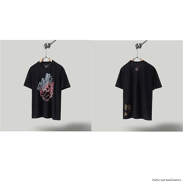 Travis Scott x Air Jordan Graffiti-style Black Short-sleeve T-shirt