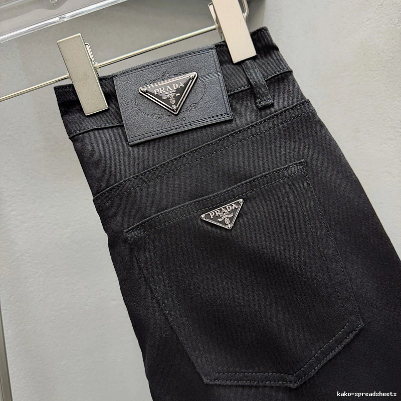 Triangle Hardware And A Structured Dark Denim Finish Prada Logo Jeans in Black
