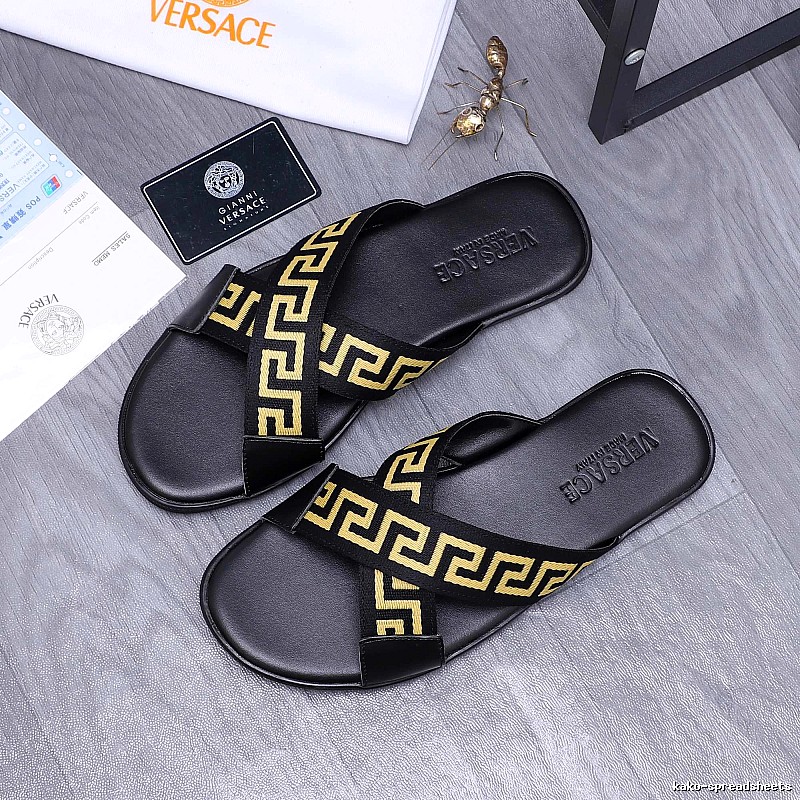 Versace Greca Collection Edgy Street Style Black & Yellow Slides