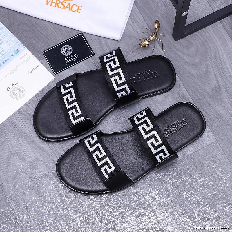 Versace Greek Key Light Luxury Style Black Slides