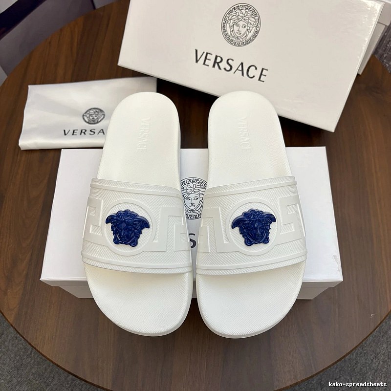 Versace Medusa Light Luxury Style White Slide Sandals