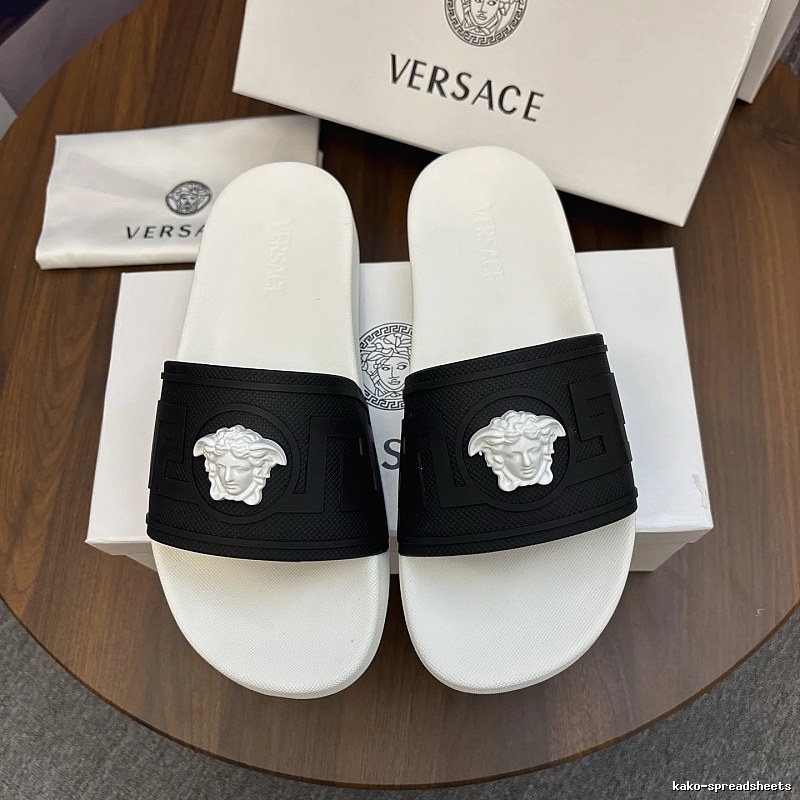 Versace Medusa Streetwear Black & White One-strap Slide Sandals