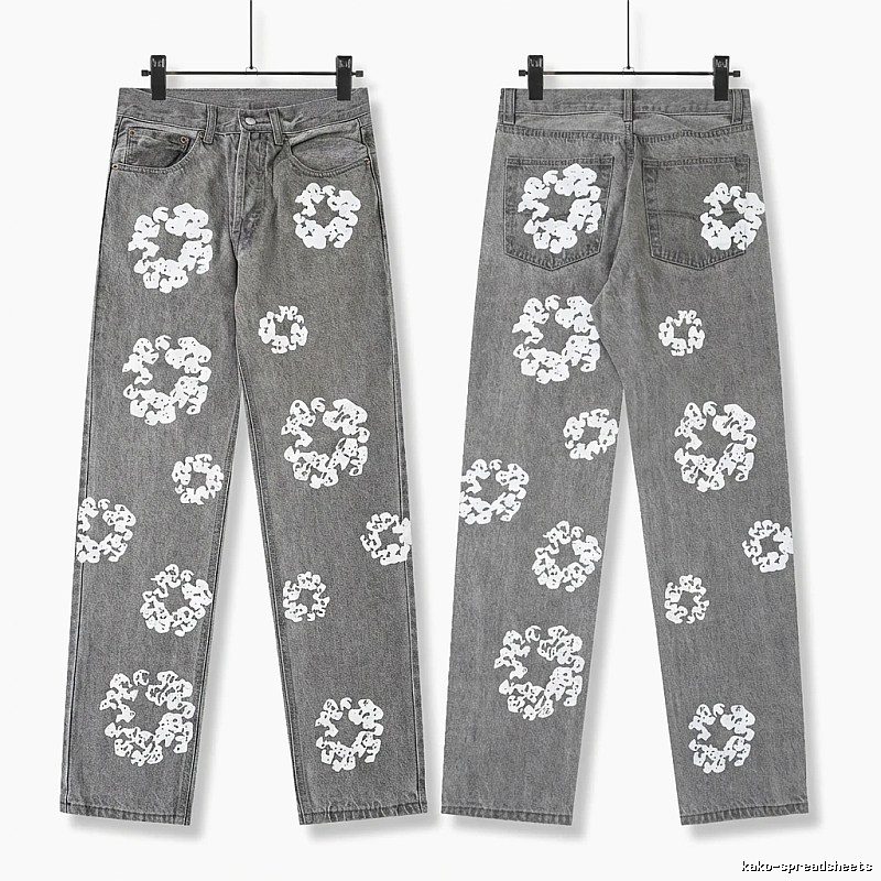 Vintage Style Gray Pants with DENIM TEARS Print