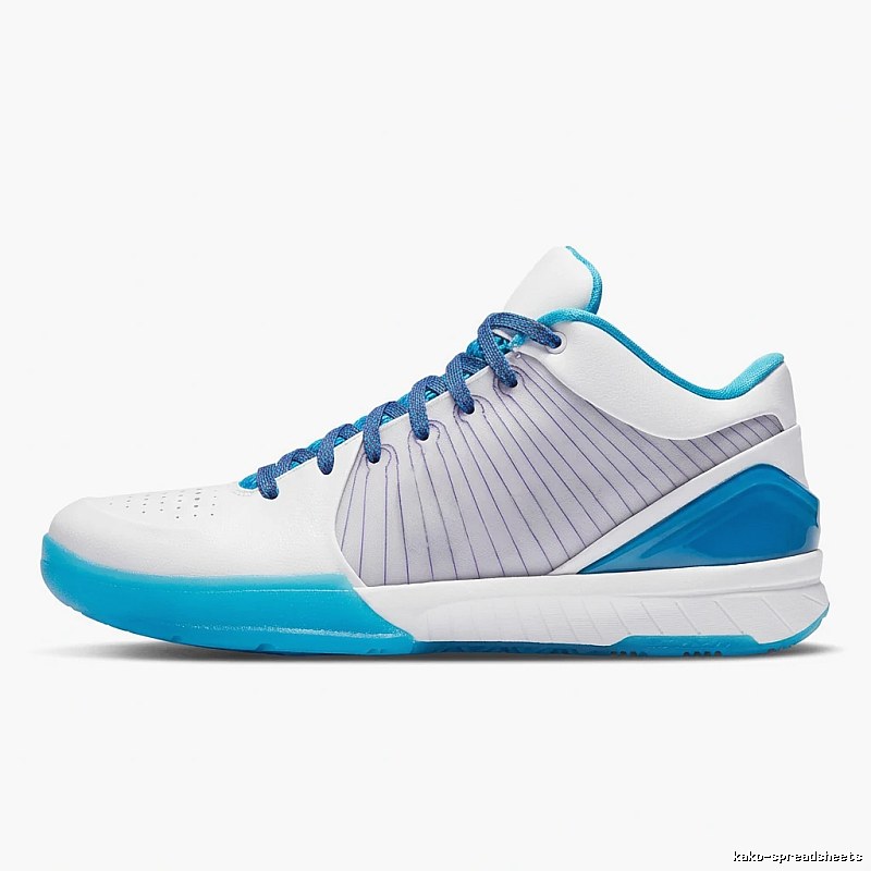 White and blue color scheme of Nike basketball shoes